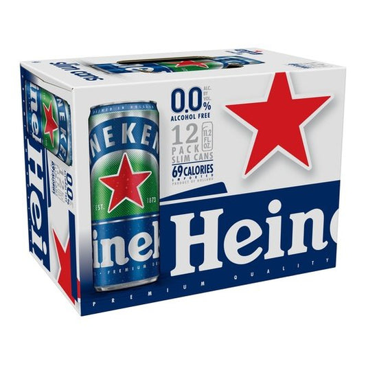 Heineken 0.0 Non-Alcoholic Beer, 12 Pack, 11.2 fl oz Cans, 0.0% Alcohol by Volume
