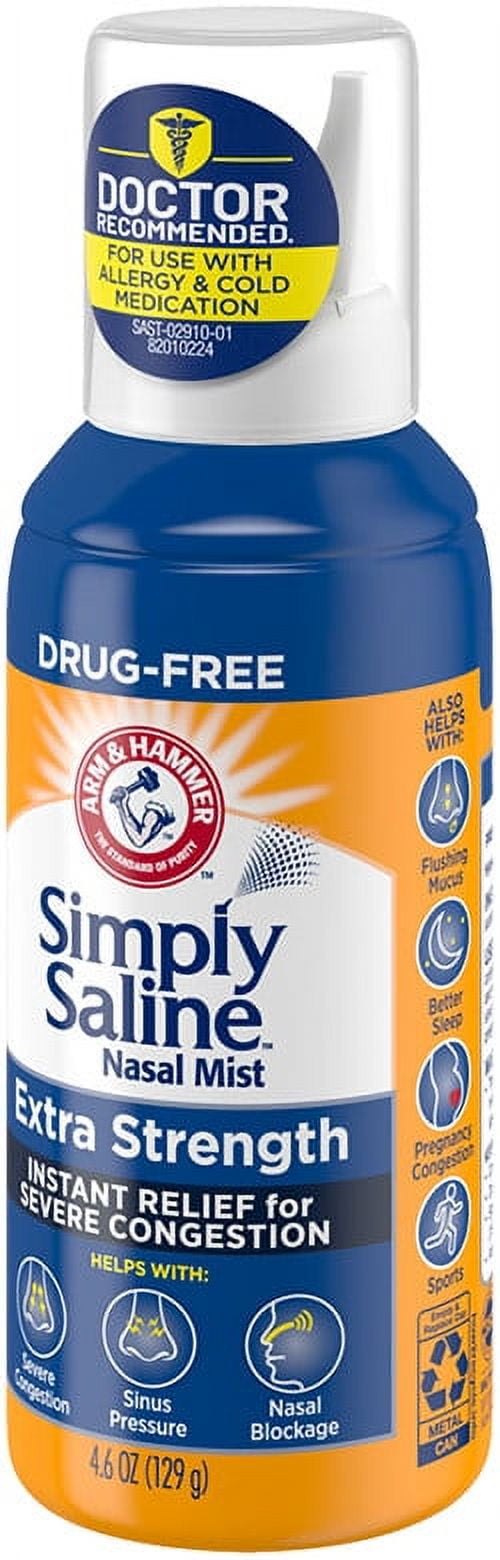 ARM & HAMMER Simply Saline Extra Strength Nasal Mist 4.6oz- Instant Relief for SEVERE Congestion- One 4.6oz Bottle