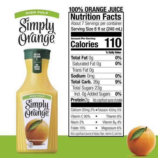 Simply Non GMO High Pulp Orange Juice, 52 fl oz Bottle