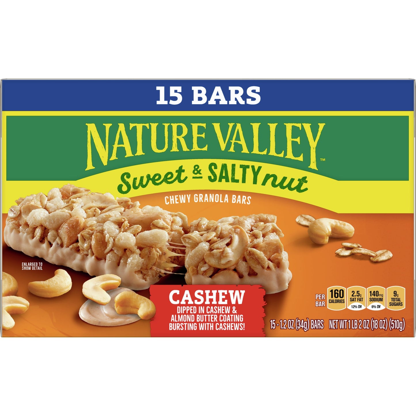 Nature Valley Granola Bars, Sweet and Salty Nut, Cashew, 15 Bars, 18 OZ