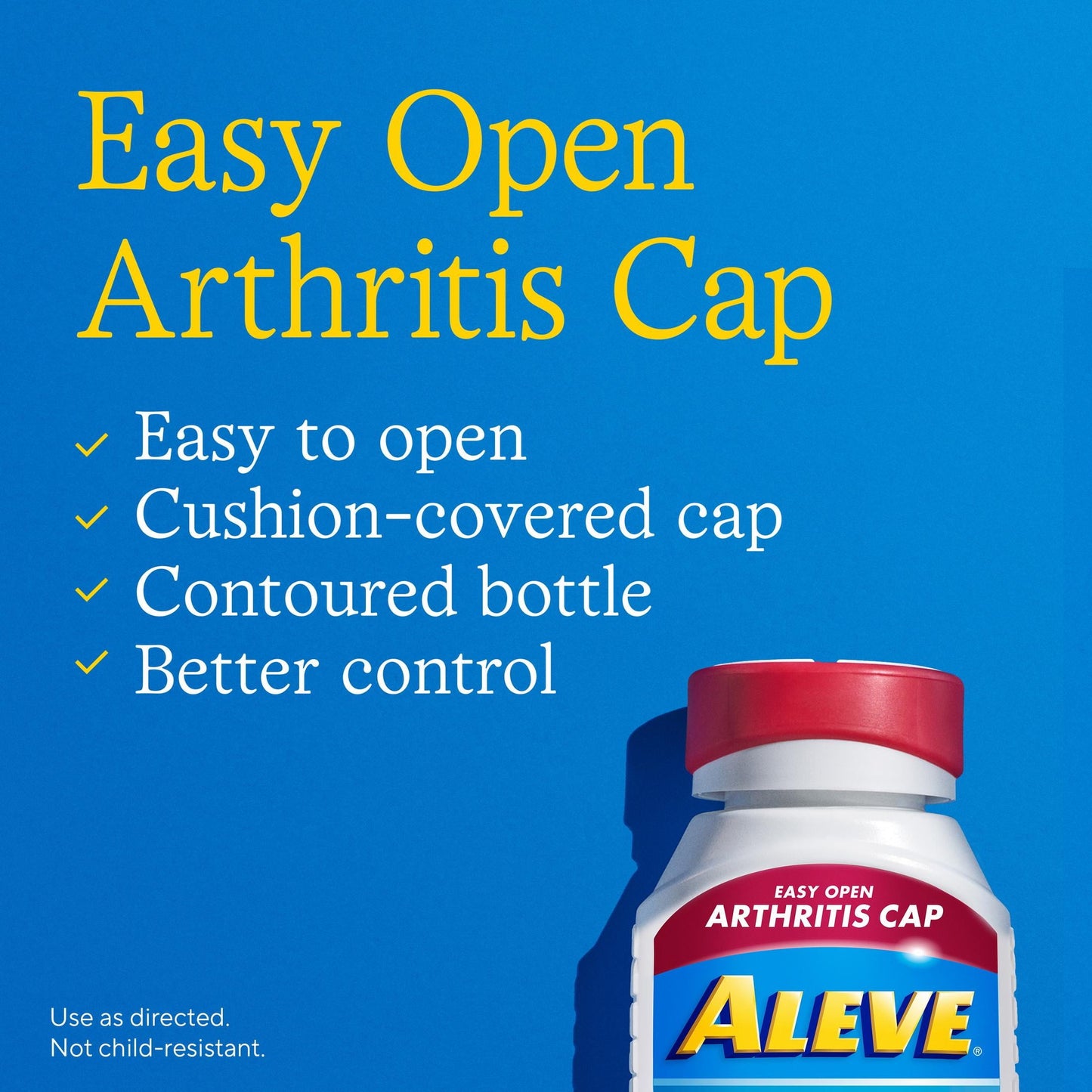 Aleve Caplets Easy Open Arthritis Cap Naproxen Sodium Pain Reliever, 90 Count