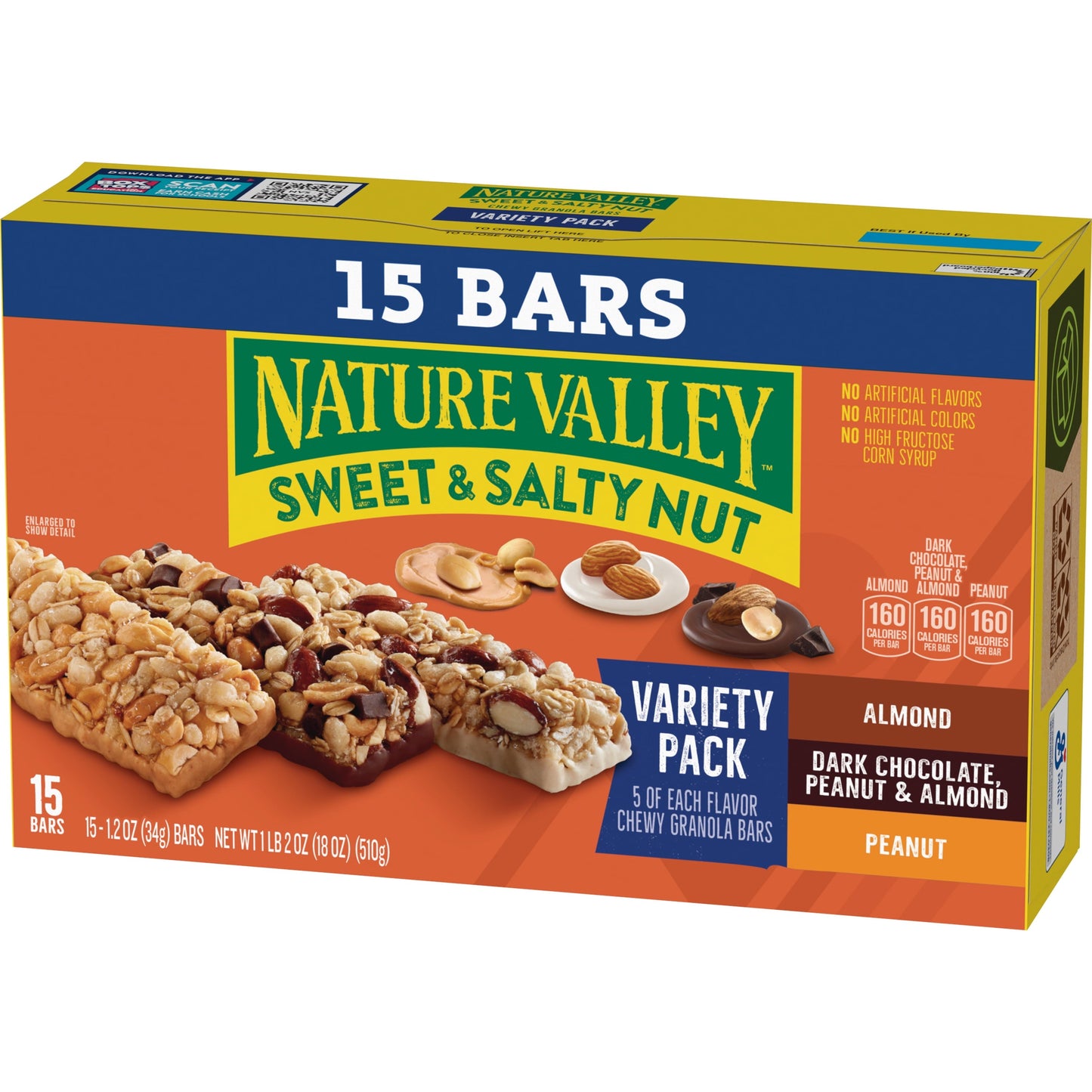 Nature Valley Granola Bars, Sweet and Salty Nut, Variety Pack, 15 Bars, 18 OZ