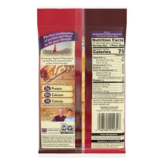 Sargento® Colby-Pepper Jack Natural Cheese Snack Sticks, 12-Count