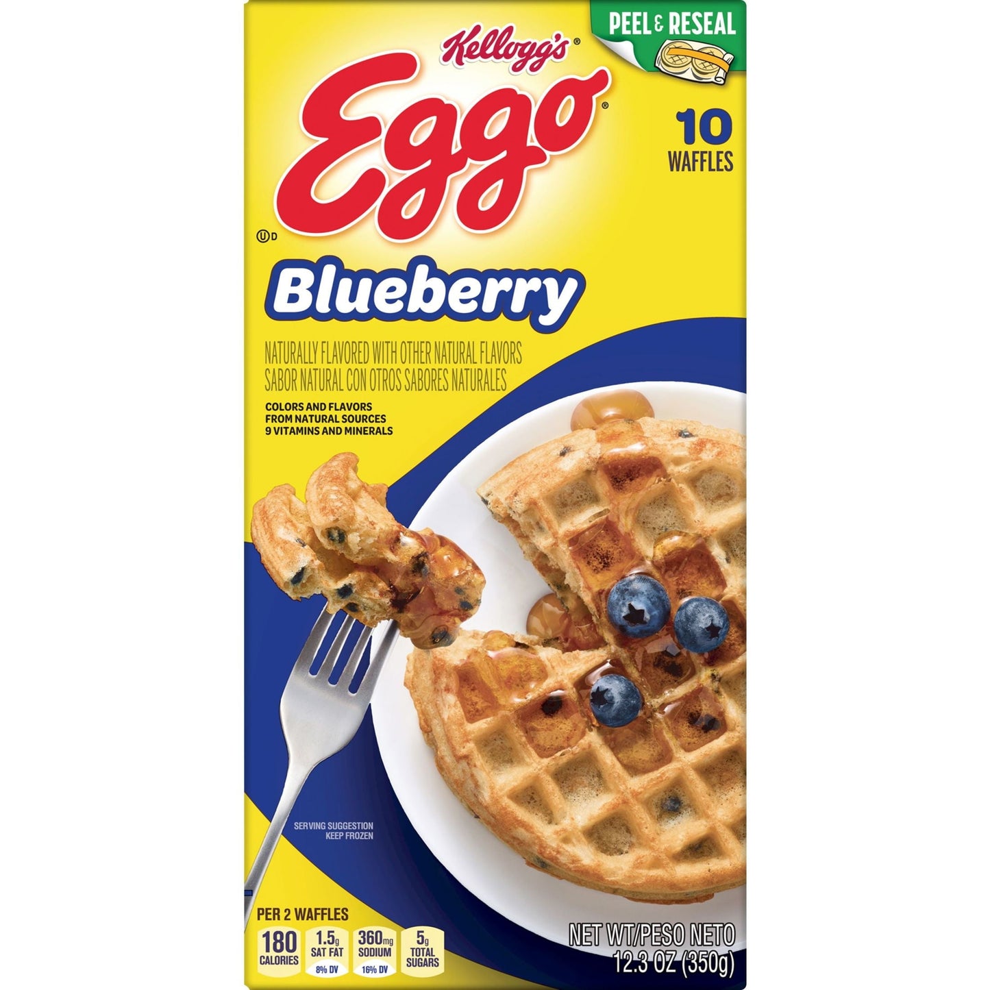 Eggo Blueberry Waffles, 12.3 oz, 10 Count (Frozen)