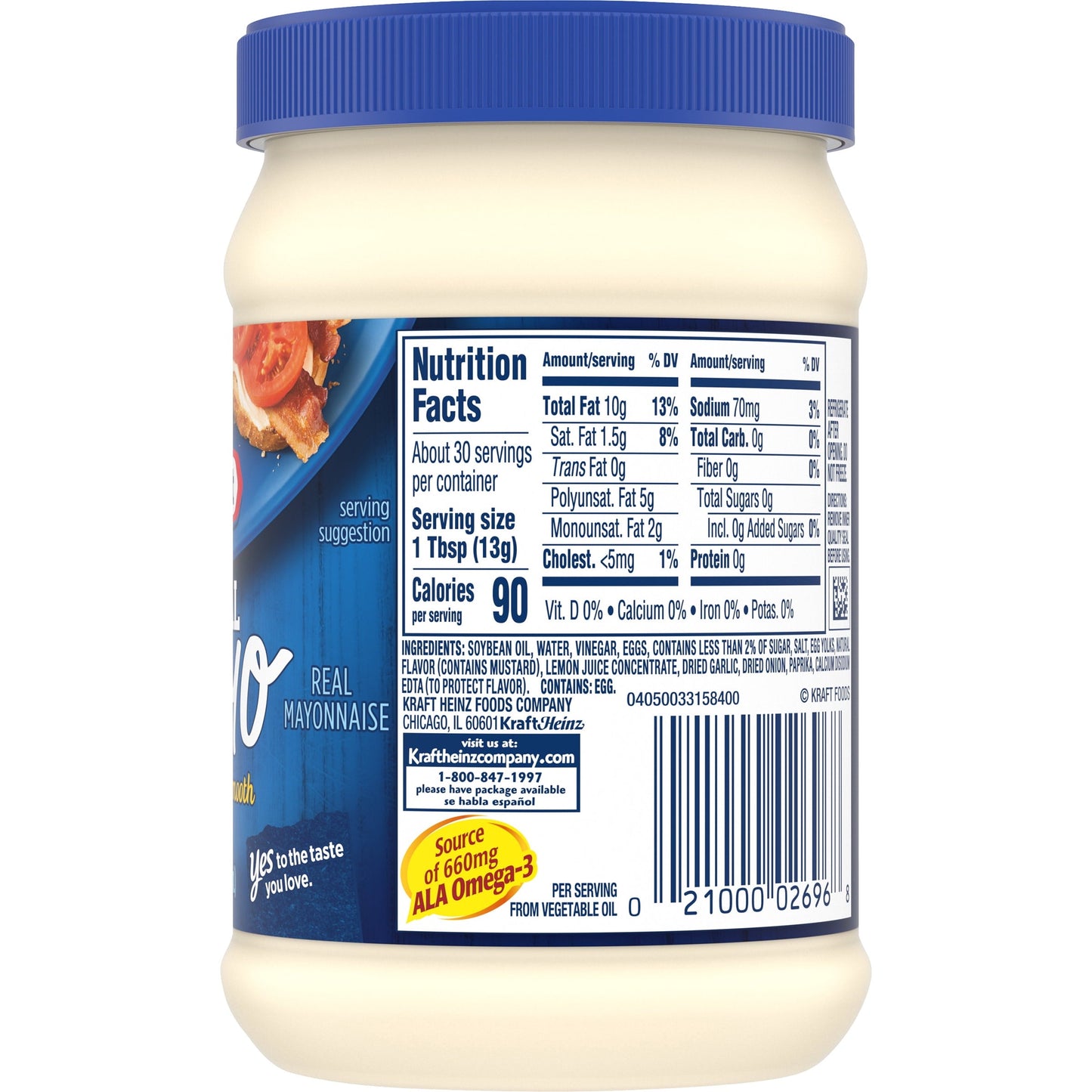 Kraft Real Mayo Creamy & Smooth Mayonnaise, 15 fl oz Jar