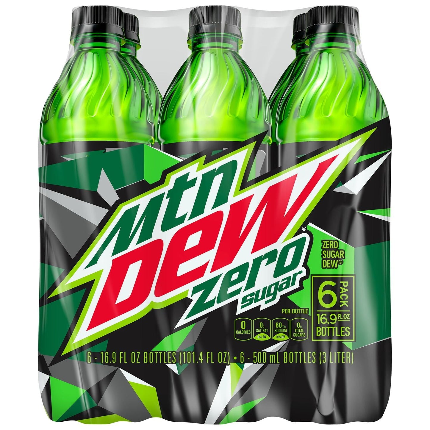 Mountain Dew Zero Sugar Citrus Soda Pop, 16.9 oz, 6 Pack Bottles