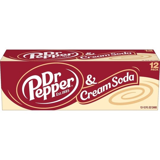 Dr Pepper & Cream Soda, 12 fl oz cans, 12 pack