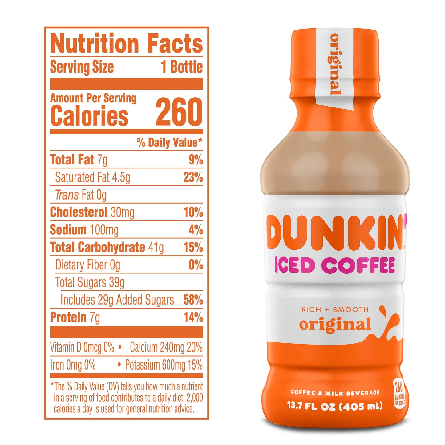 Dunkin' Original, Iced Bottled Coffee Drink, 13.7 fl oz