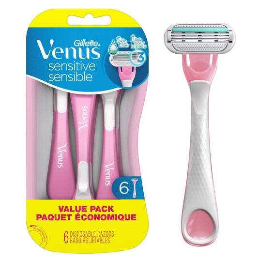 Gillette Venus Sensitive Women's Disposable Razor, 6 Count