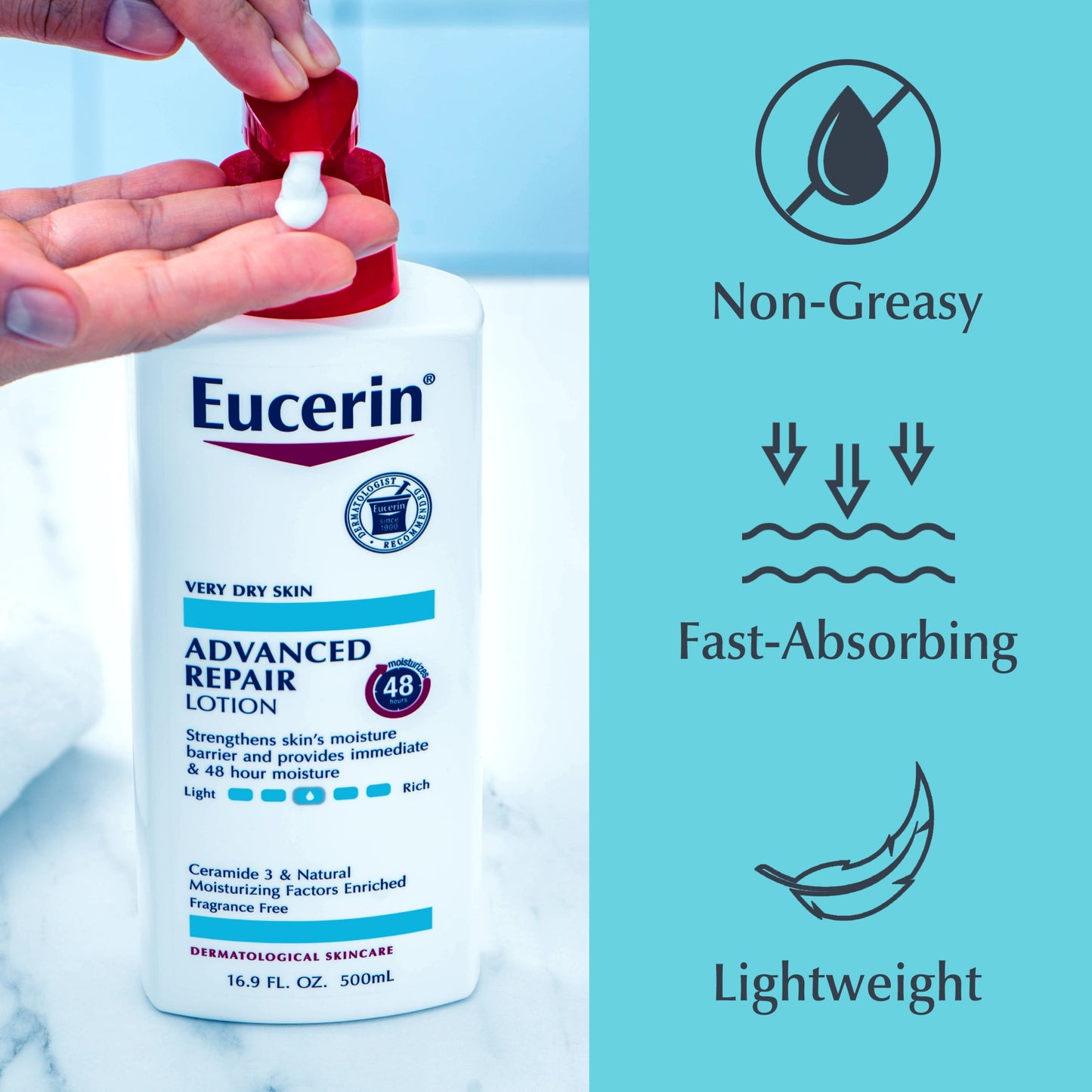 Eucerin Advanced Repair Body Lotion, 16.9 Fl Oz Pump Bottle