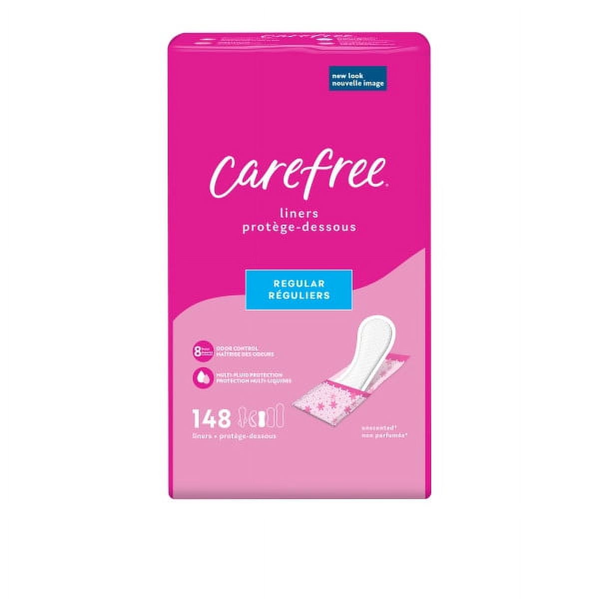 CAREFREE® Panty Liners, Regular, Unscented, 8 Hour Odor Control, 148ct