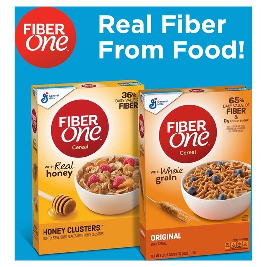 Fiber One Cereal, Original Bran, High Fiber Cereal Made with Whole Grain, 19.6 oz