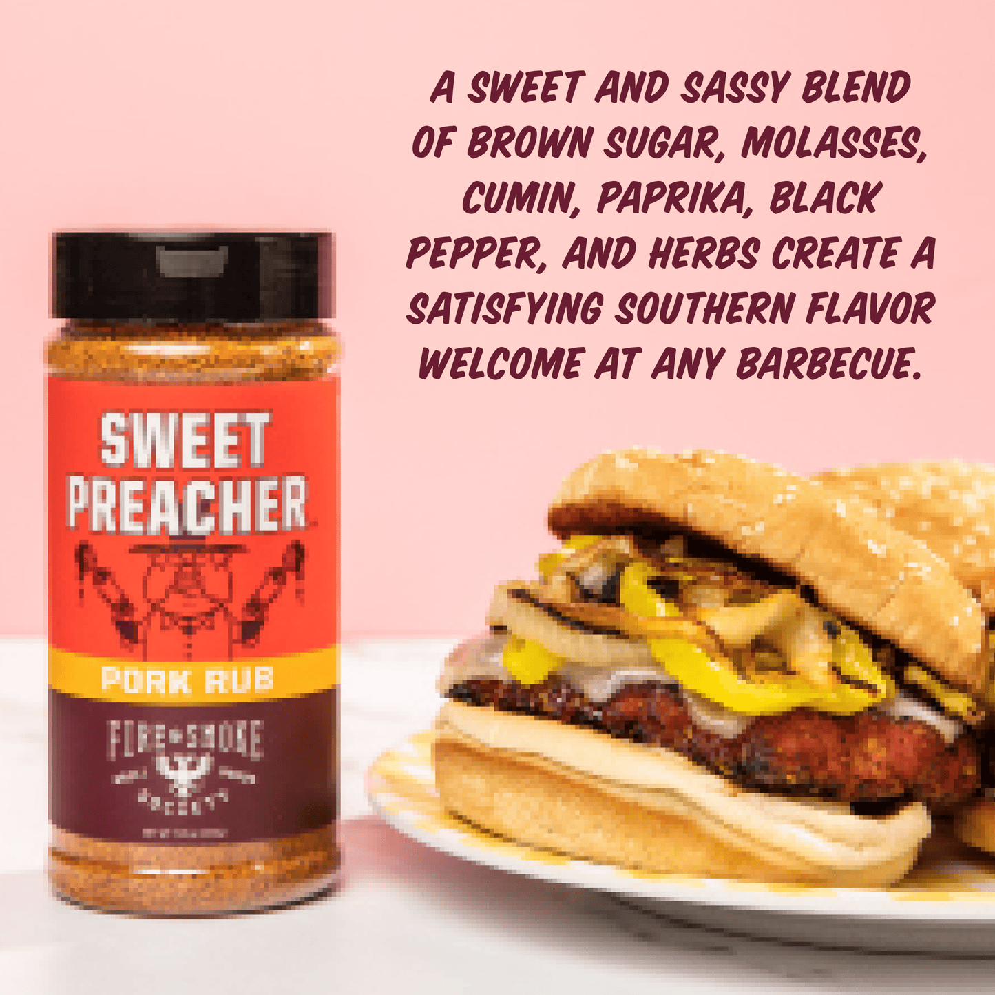 Fire & Smoke Society Sweet Preacher BBQ Seasoning Pork Rub, 11.9 Ounce