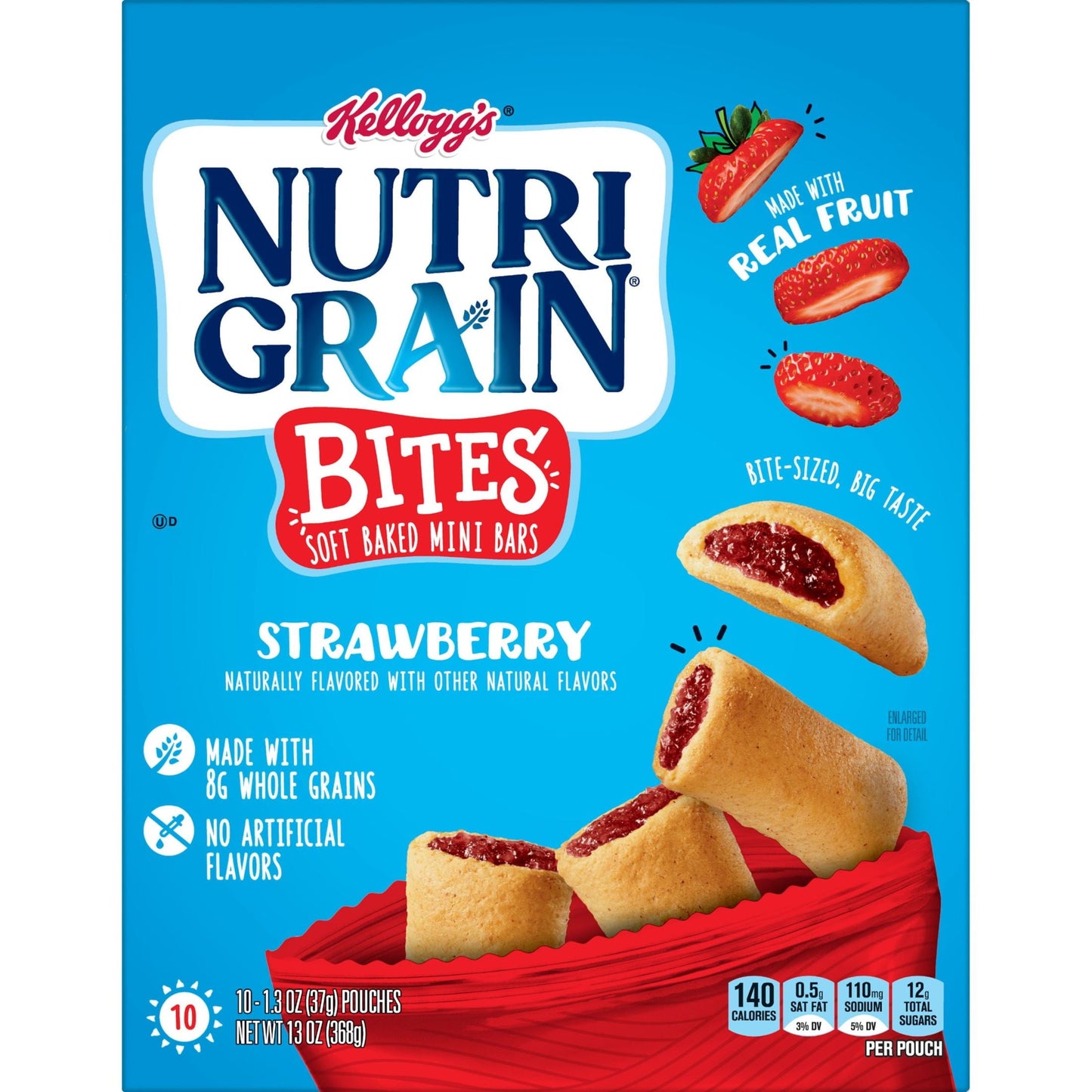 Nutri-Grain Bites Strawberry Chewy Soft Baked Mini Bars, Ready-to-Eat, 13 oz, 10 Count