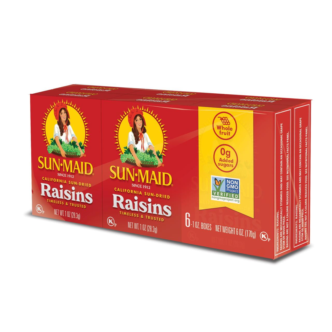 Sun-Maid California Sun-Dried Raisins, Dried Fruit Lunch Box Snack, 1 oz, 6 Count