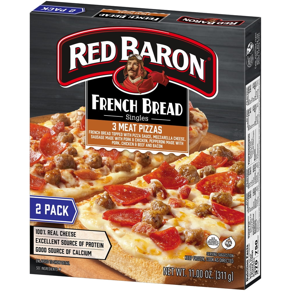 Red Baron French Bread Three Meat Frozen Pizza 2 Count 11 oz