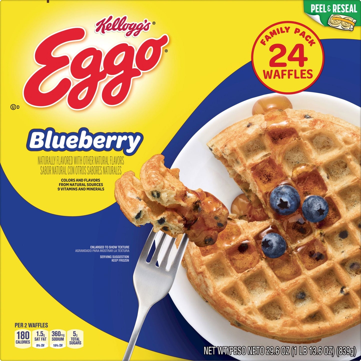 Eggo Blueberry Waffles, 29.6 oz, 24 Count (Frozen)