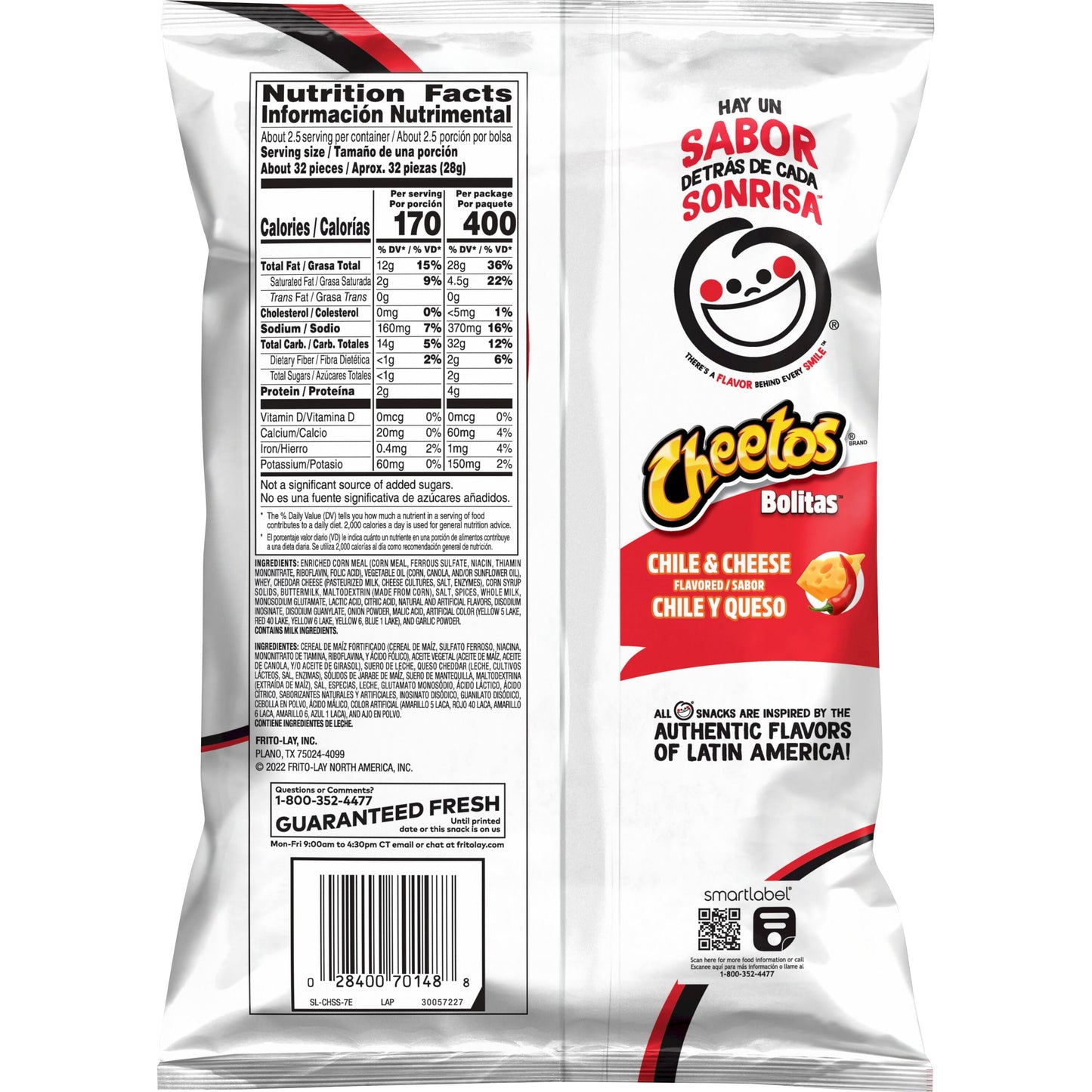 Cheetos Bolitas Chile & Cheese Snack Chips Puffed Snacks, 2.375 oz Bag