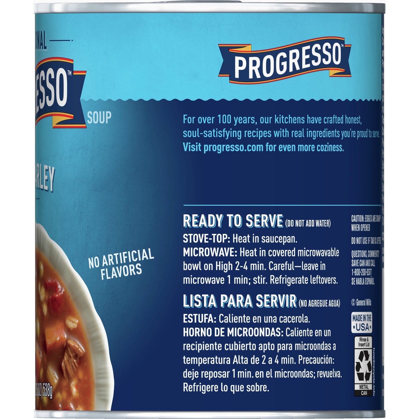 Progresso Traditional, Ready to Serve Beef Barley Soup, 19 oz.