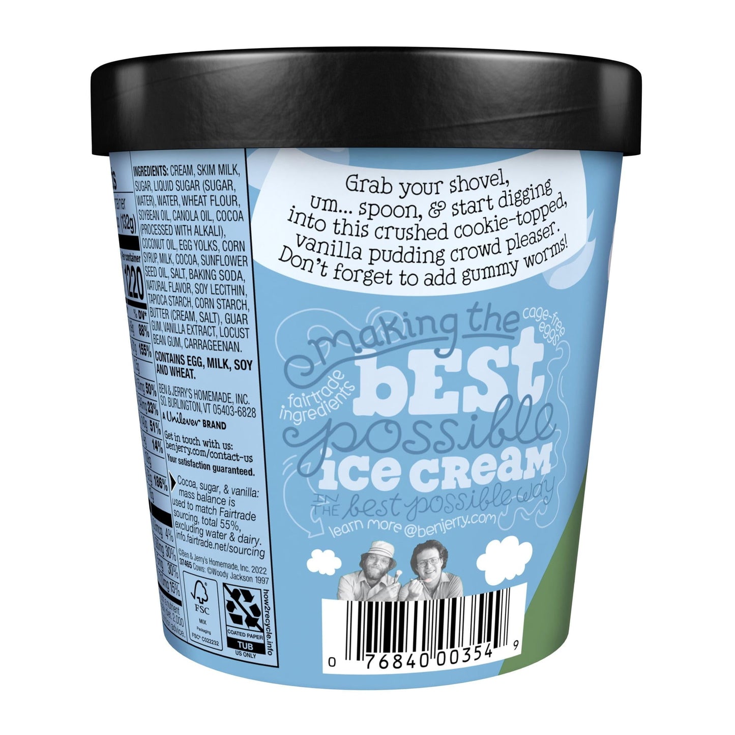 Ben & Jerry's top Dirt Cake Ice Cream, 15.2 oz