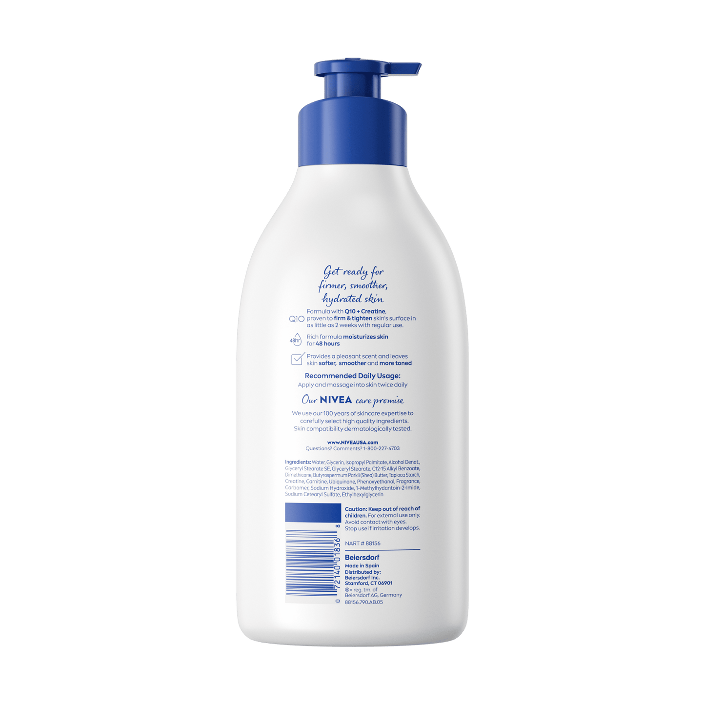 NIVEA Skin Firming Hydration Body Lotion with Q10 and Shea Butter, 33.8 Fl Oz Pump Bottle