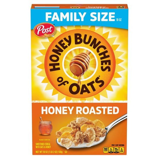 Post Honey Bunches of Oats Honey Roasted Breakfast Cereal, 18 oz Box