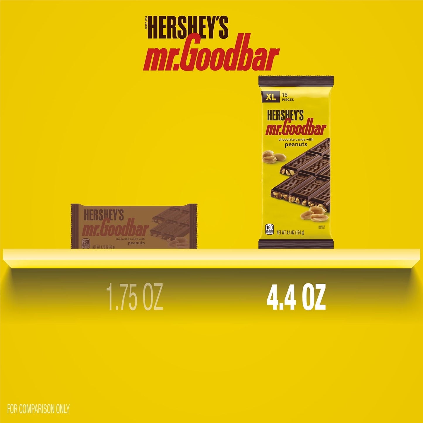 Hershey's Mr. Goodbar Chocolate with Peanuts XL Candy, Bar 4.4 oz, 16 Pieces