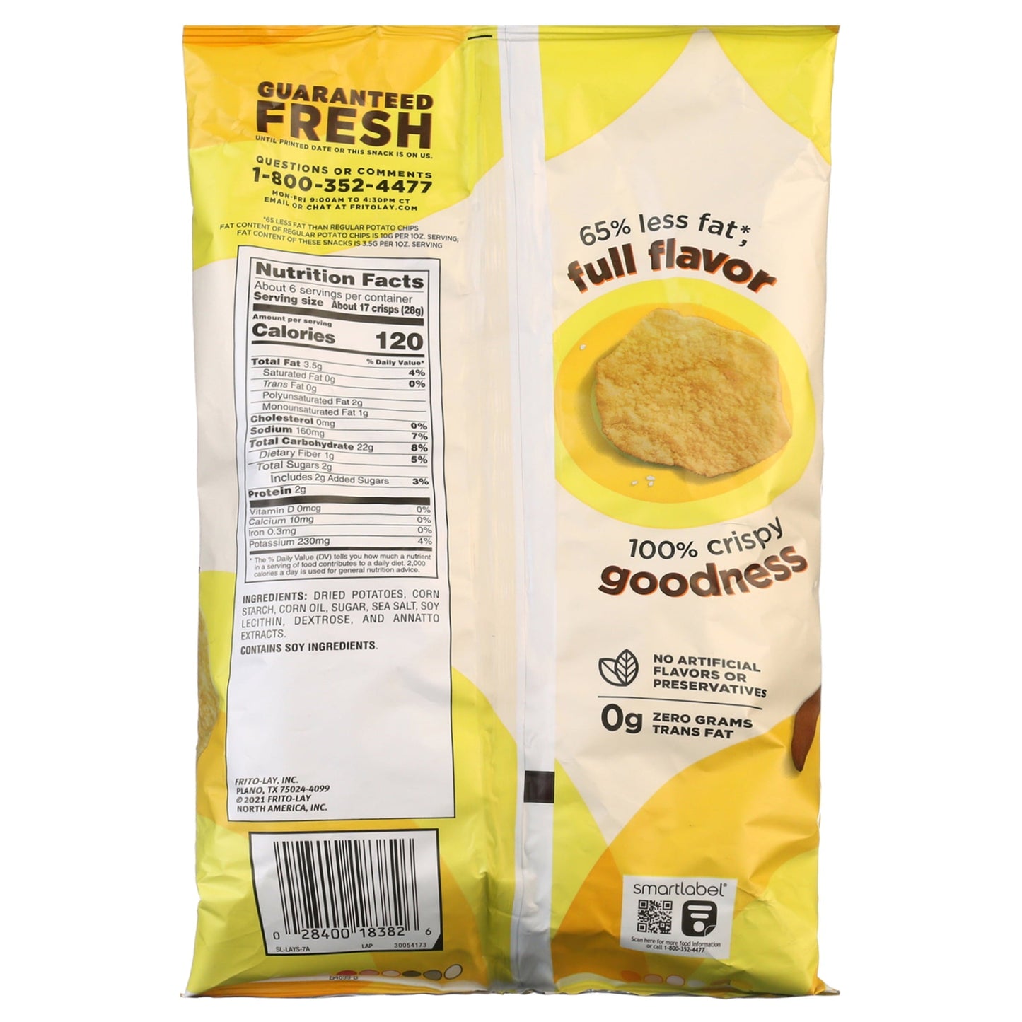 Lay's Baked Gluten-Free Original Potato Chips, 6.25 oz Bag