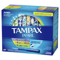 Tampax Pearl Tampons Trio Multipack with LeakGuard Braid, Light/Regular/Super Absorbency, 47 Ct