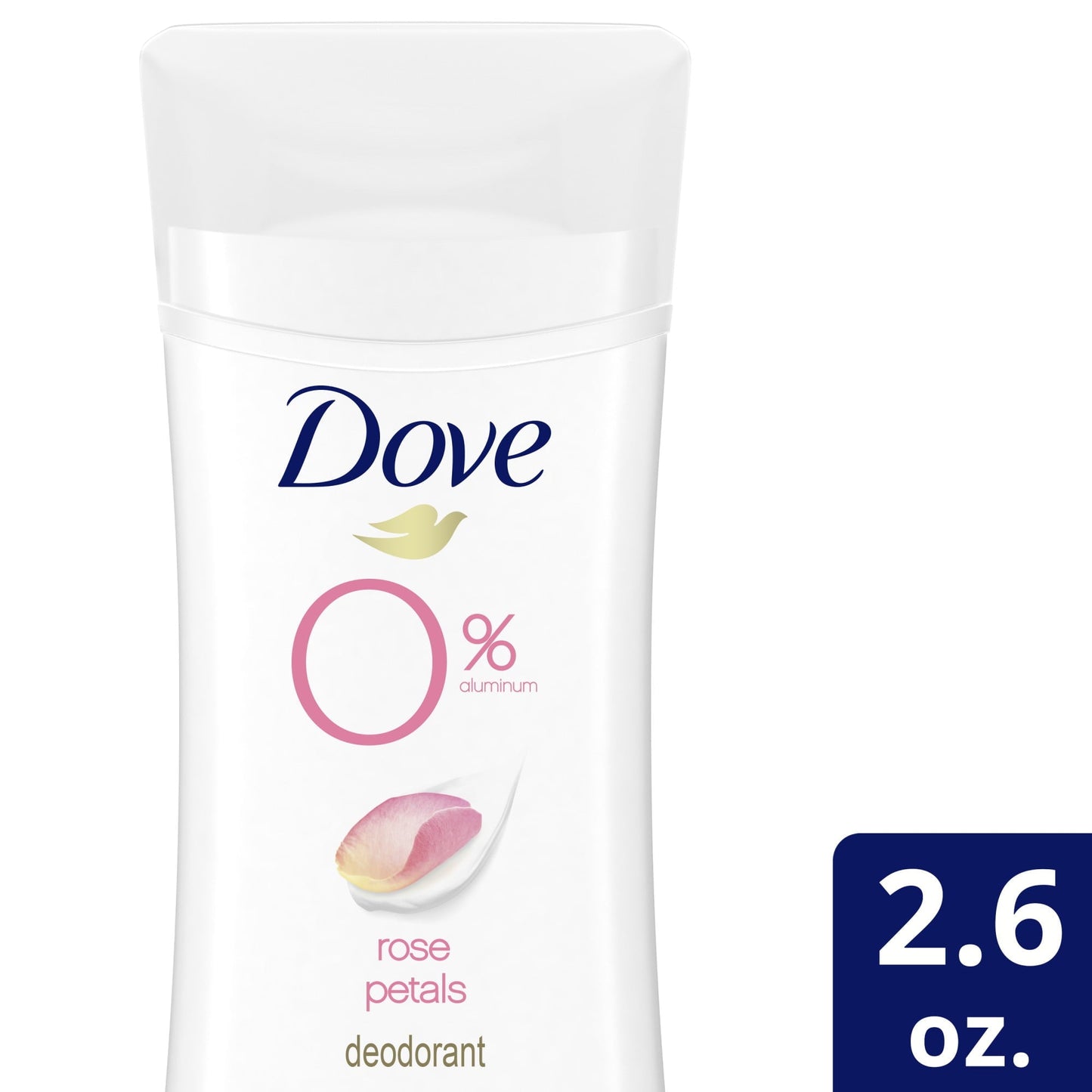 Dove 0% Aluminum Women's Antiperspirant Deodorant Stick, Rose Petals, 2.6 oz