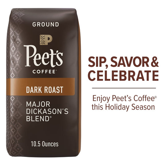 Peet's Coffee Major Dickason's Blend Ground Coffee, Premium Dark Roast, 100% Arabica, 10.5 oz