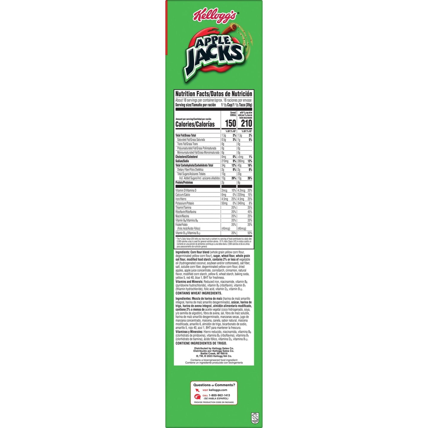 Kellogg's Apple Jacks Original Breakfast Cereal, Mega Size, 24.7 oz Box