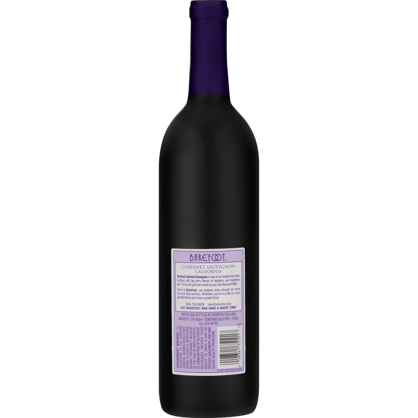 Barefoot Cabernet Sauvignon Wine, California 750 ml Glass Bottle