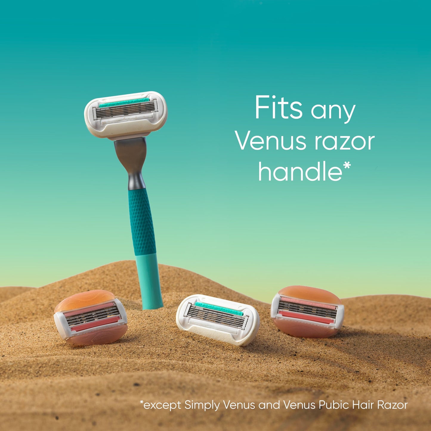 Venus Miami Sunrise Deluxe Smooth Sensitive, Women's Razor Refills, 4 Ct