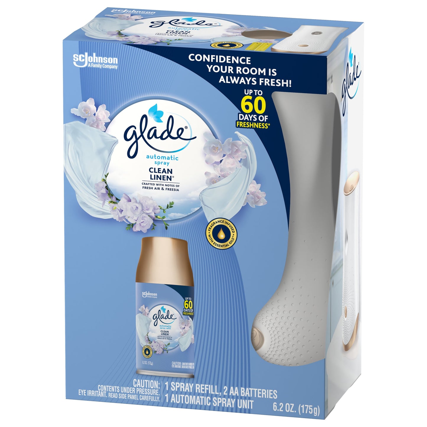 Glade Automatic Spray Starter Kit, Air Freshener, Clean Linen, 6.2 oz