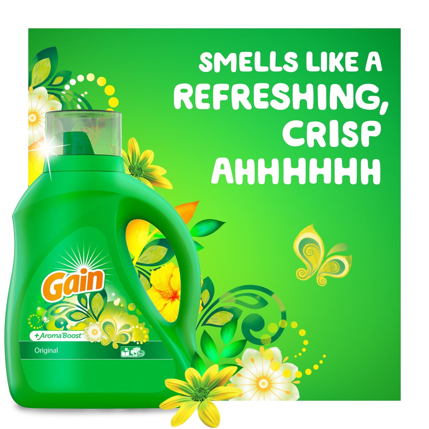 Gain + Aroma Boost Liquid Laundry Detergent, Original Scent, 128 Loads, 184 fl oz, HE Compatible