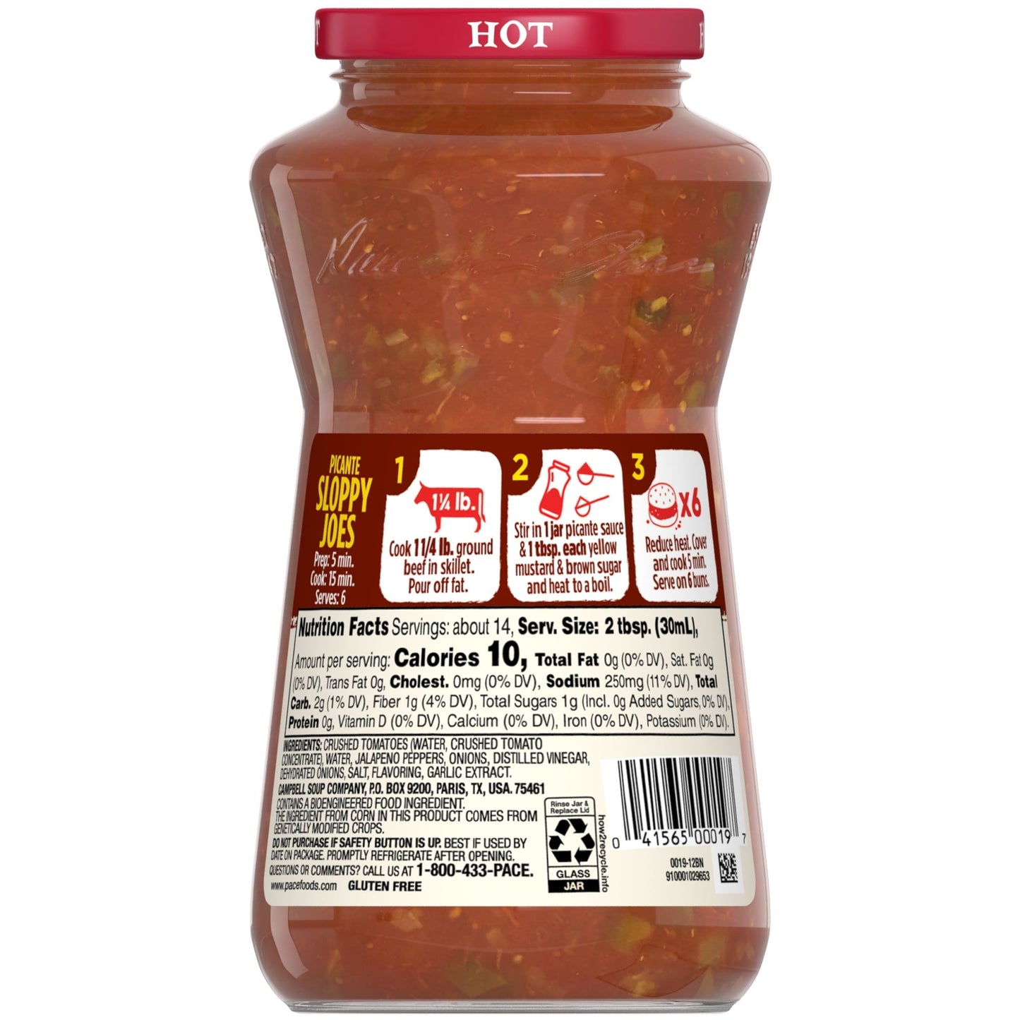 Pace Hot Picante Sauce, 16 oz Jar