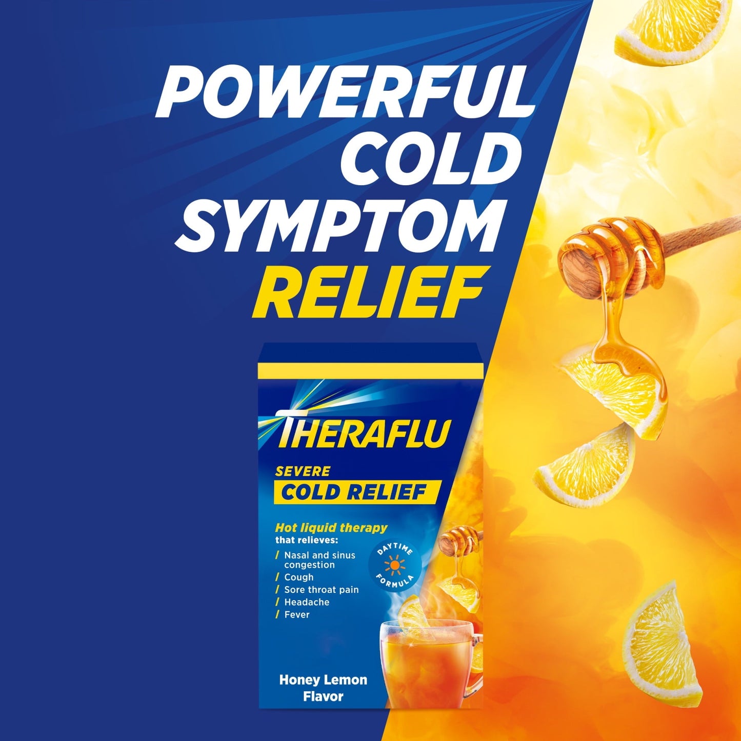Theraflu Severe Cough Cold and Flu Nighttime Relief Medicine Powder, Green Tea and Honey Lemon Flavor, 6 Count