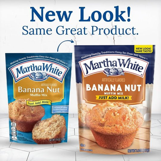 Martha White Banana Nut Muffin Mix, 7.6 oz Bag