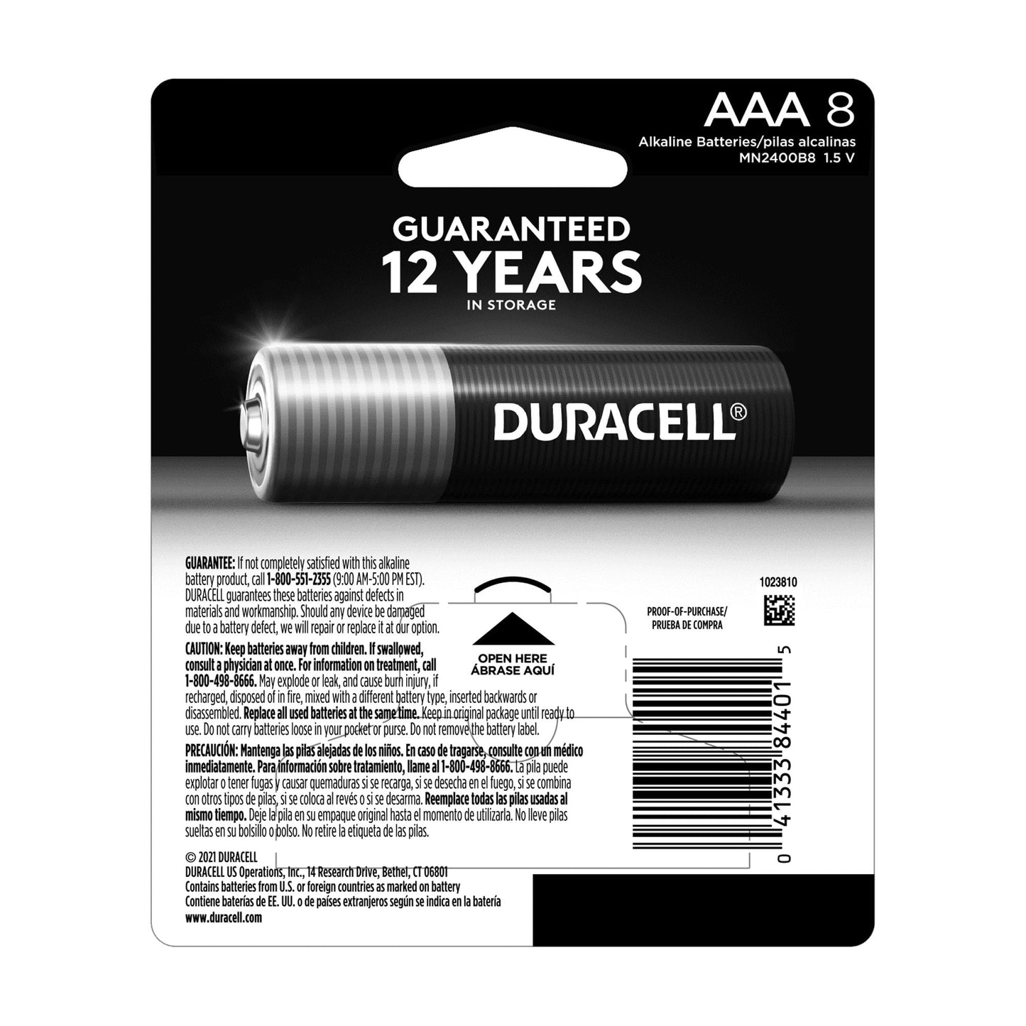 Duracell Coppertop AAA Battery with POWER BOOST™, 8 Pack Long-Lasting Batteries