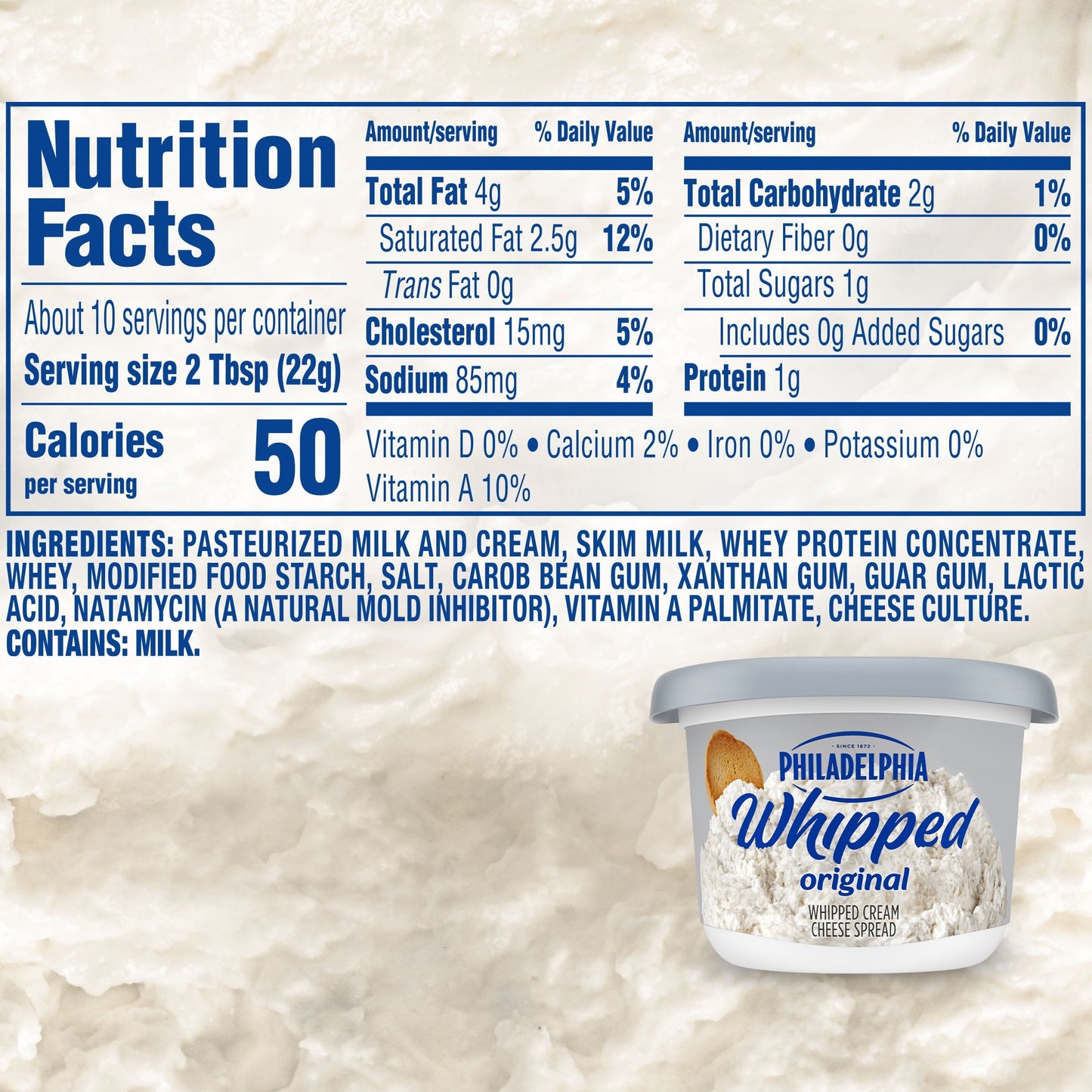 Philadelphia Original Whipped Cream Cheese Spread, 8 oz Tub