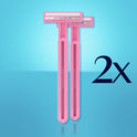 Daisy Gillette Disposable Razors for Women, 2-Bladed, 18 Count, Pink