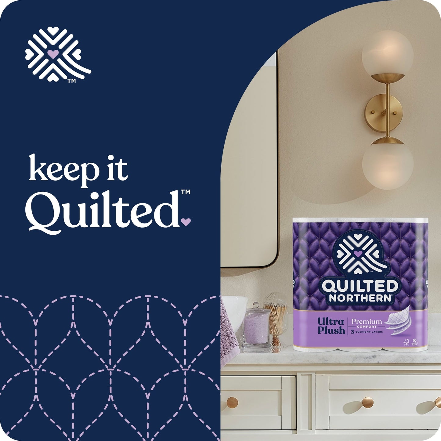 Quilted Northern Ultra Plush 12 Mega Rolls, 3X More Absorbent*, Luxurious Soft Toilet Paper