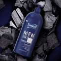 Suave Professionals 3-in-1 Shampoo, Conditioner & Body Wash for Men all Hair Types with Charcoal, 40 oz