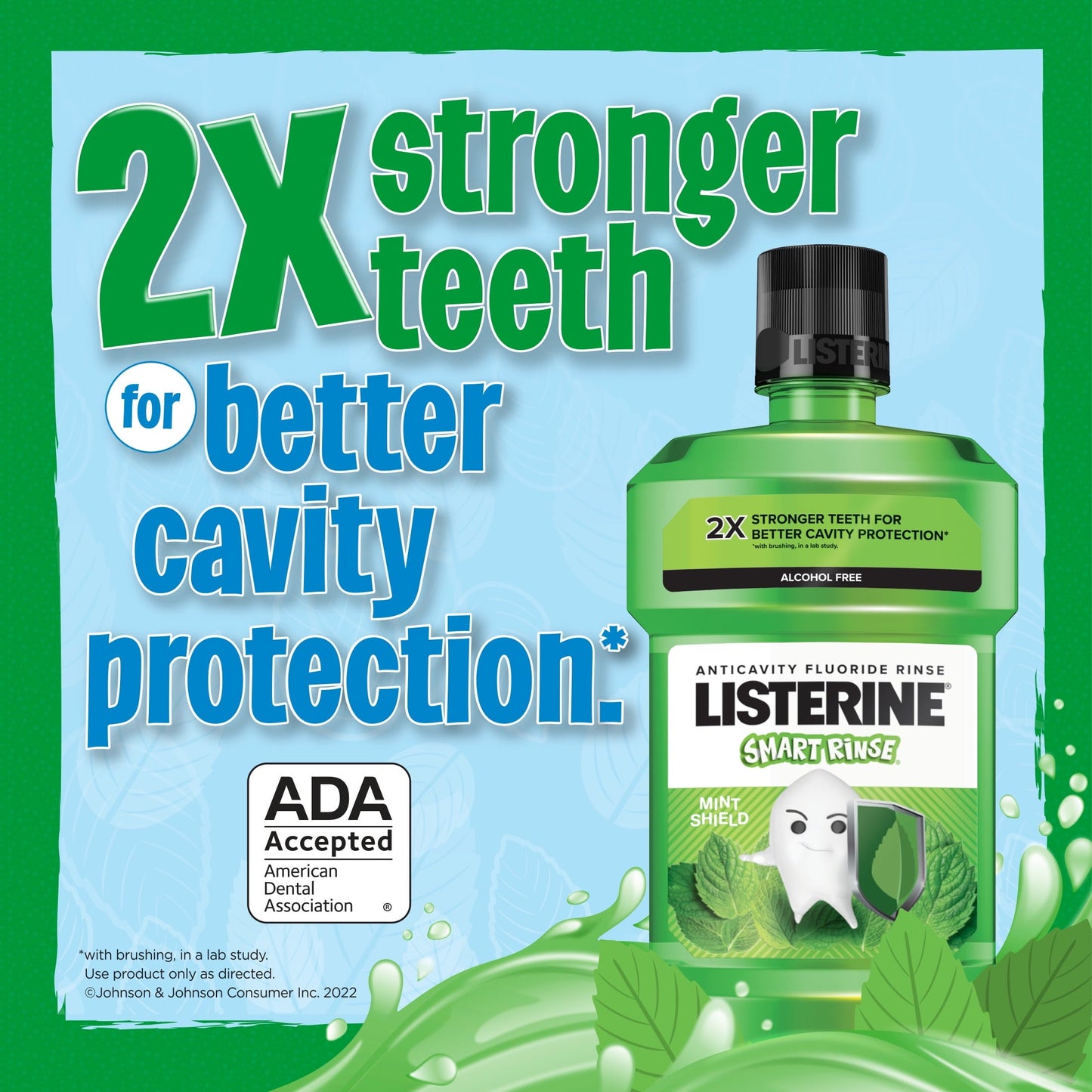 Listerine Smart Rinse Kids Anticavity Mouthwash, Mint Shield, 500 mL