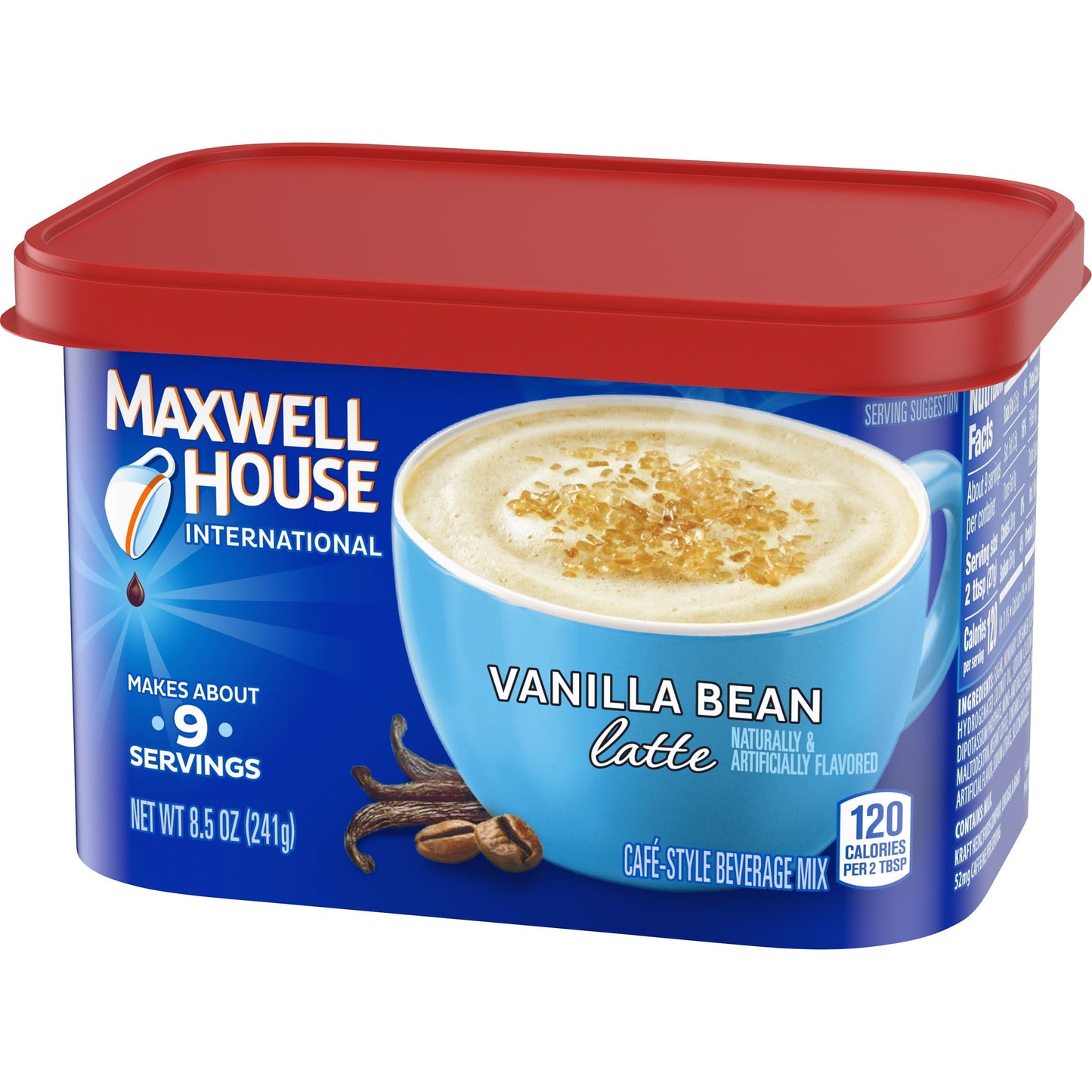 Maxwell House International Vanilla Bean Latte Café-Style Instant Coffee Beverage Mix, 8.5 oz. Canister