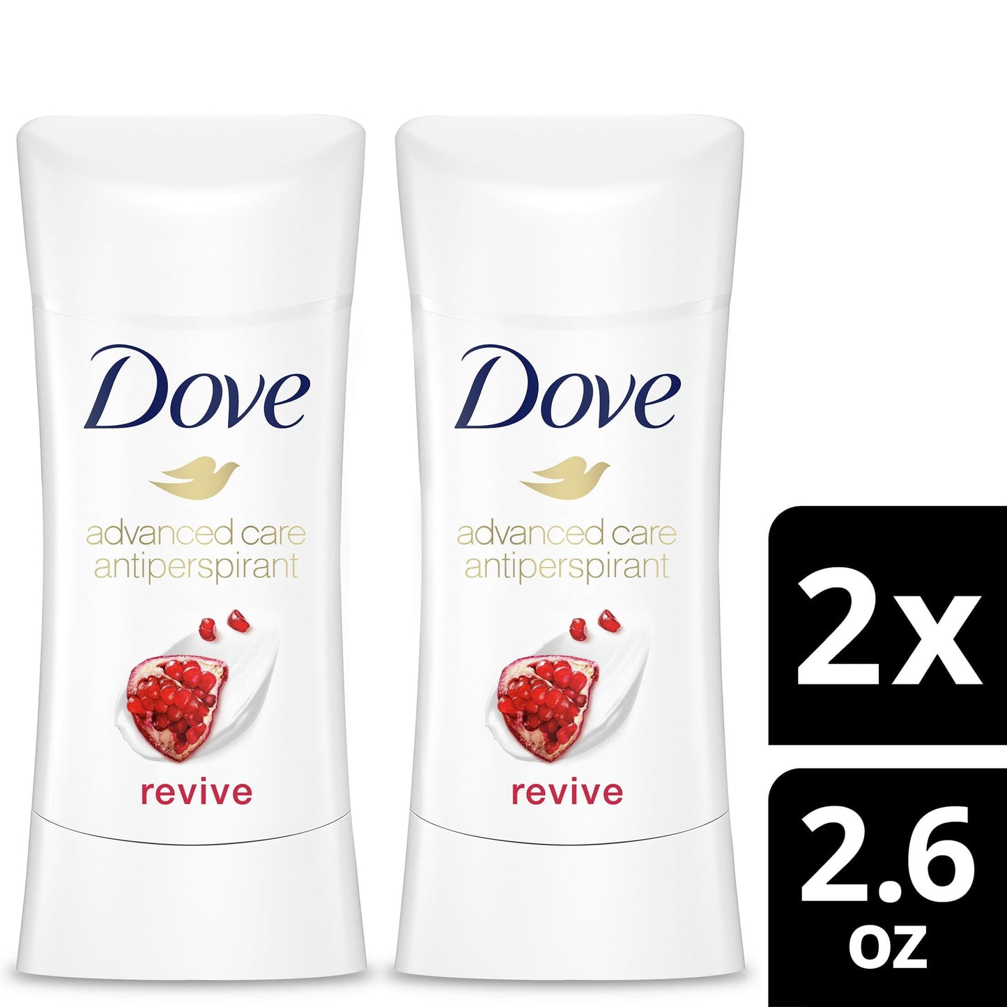 Dove Advanced Care Long Lasting Women's Antiperspirant Deodorant Stick Twin Pack, Revive, 2.6 oz