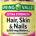 Spring Valley Hair, Skin & Nails Dietary Supplement Softgels, 5,000 Mcg Biotin, 120 Ct