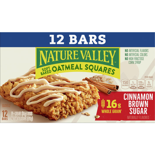 Nature Valley Soft-Baked Oatmeal Squares, Cinnamon Brown Sugar, 12 ct, 14.88 OZ