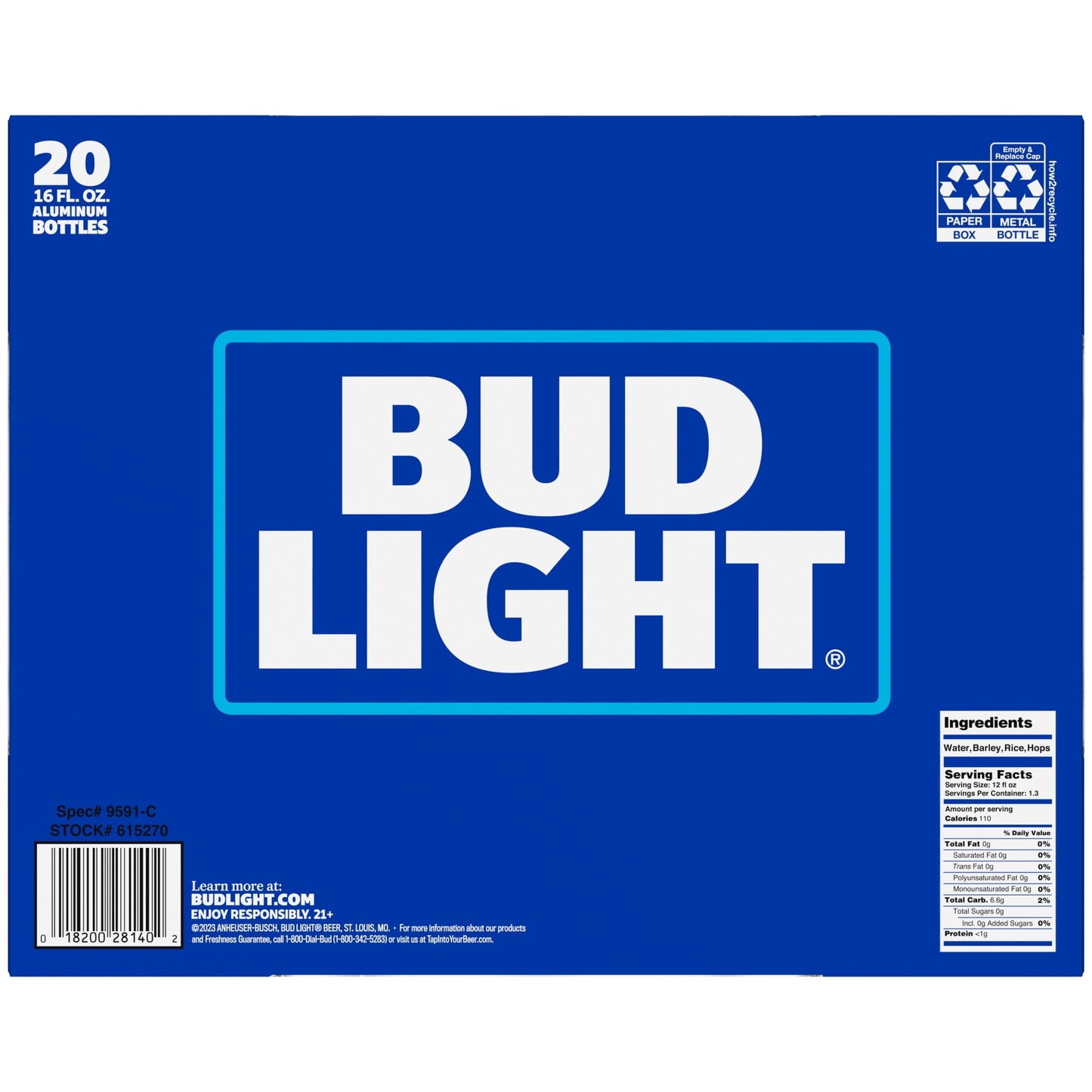 Bud Light Beer, 20 Pack, 16 fl oz Glass Bottles, 4.2% ABV, Domestic Lager